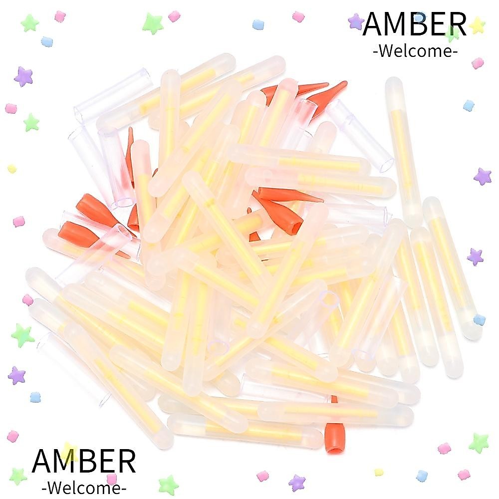 Amber แท่งไฟกลางคืน พลาสติก เรืองแสง สว่างพิเศษ สําหรับตกปลา 50 ชิ้น