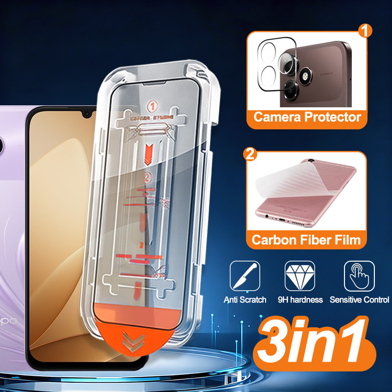 3 ใน 1 Magic กล่องกระจกนิรภัย OPPO A6C 4G 8K 9H ป้องกันหน้าจอสําหรับ OPPO A6C A6 A6t Pro A6x 4G 5G ต