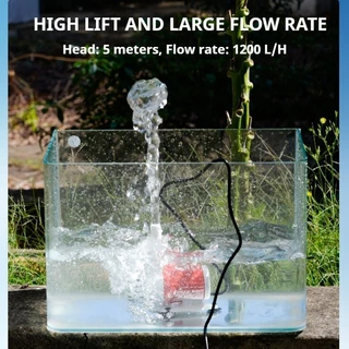 TOPOP CLUB ปั๊มน้ํา DC 12V 30W แผงโซลาร์เซลล์ Aquarium ปั๊มสะเทินน้ําสะเทินบก 20W DC 12V 800L/H, 1200L/H ย่อยด้วย 16.4ft ยกสูง