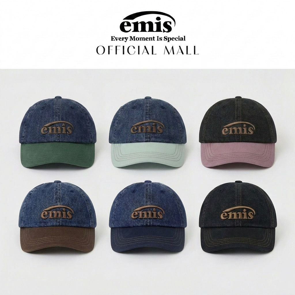 [EMIS] Washed Denim Ball Cap 6 oz ของแท้ หมวกเบสบอลผ้าฝ้าย unisex เหมาะสําหรับคู่รัก