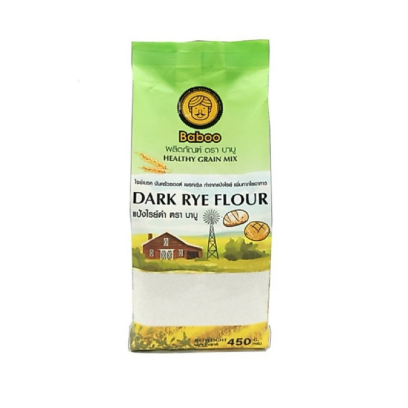 W/T แป้งข้าวไรซ์สีดำ 450กรัม บาบู Baboo Dark rye flour