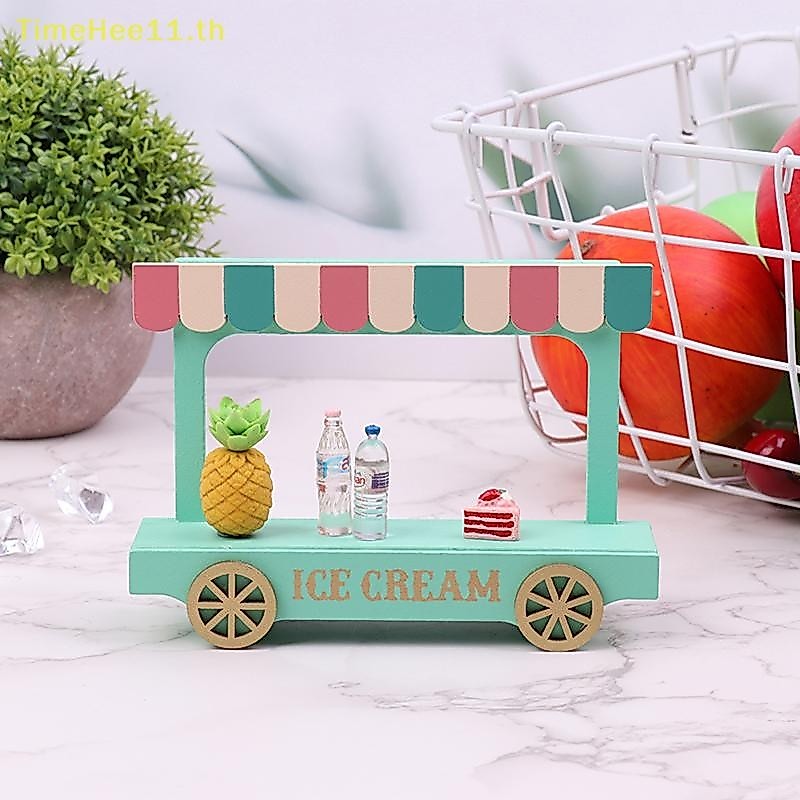 TimeHee Dollhouse Miniature ไม้ไอศกรีม Van Little ตกแต่งฉากขนาดเล็ก Prop สําหรับหัตถกรรม DIY TH