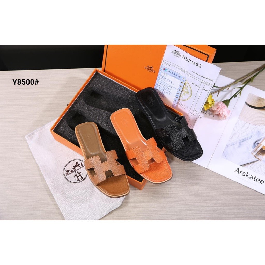 AG1 866hermes Oran Ironic H 677Hermesii Style Women Sandals รหัส Y8500# Covergirl Faux Calfskin Leat