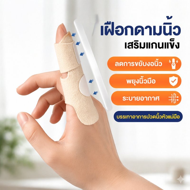 เฝือกดามนิ้ว เฝือกนิ้วปรับได้ แกนอลูมิเนียม ระบายอากาศ พยุงนิ้ว ลดงอ บรรเทาปวดนิ้ว มือ