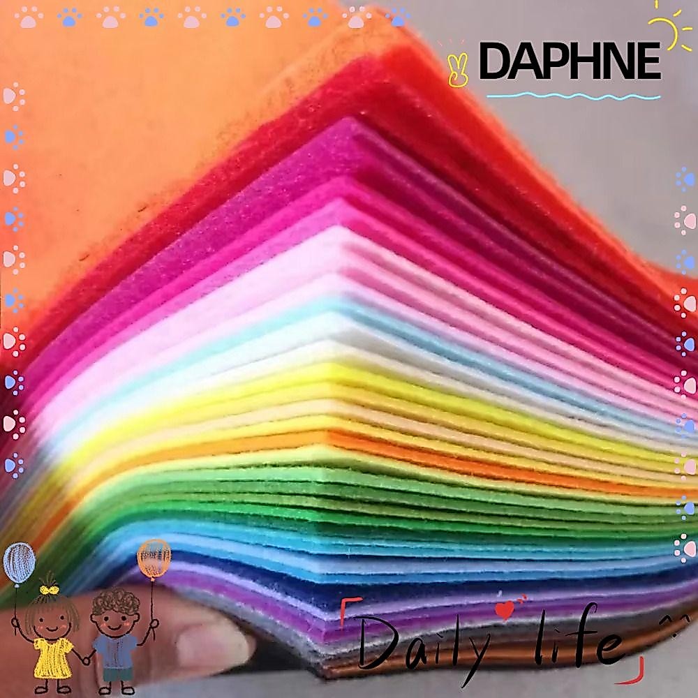 Daphne 40 ชิ้นผ้าสักหลาดแผ่น, งานฝีมือที่มีสีสันผ้าไม่ทอ, คุณภาพสูงทนทานสี่เหลี่ยม 1 มม.ผ้าเย็บปะติดปะต่อกันเย็บผ้า DIY Craft