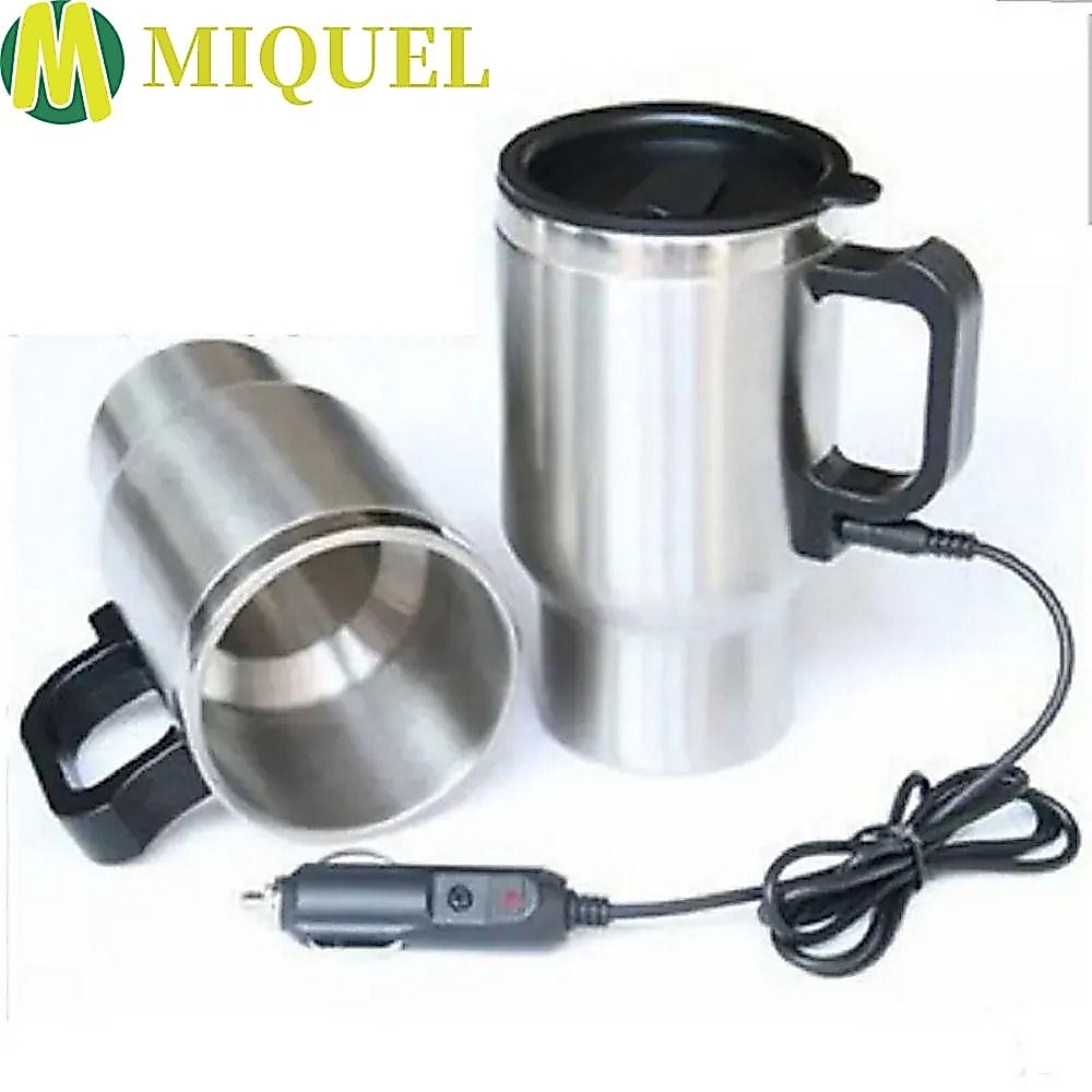 Miquel ถ้วยทําความร้อนในรถยนต์, กาต้มน้ําไฟฟ้าในรถยนต์แบบพกพา 12V, เกรดอาหาร Double-Wall Quick-Heat ความจุขนาดใหญ่ Travel แก้วเก็บความร้อนอุ่น การท่องเที่ยว