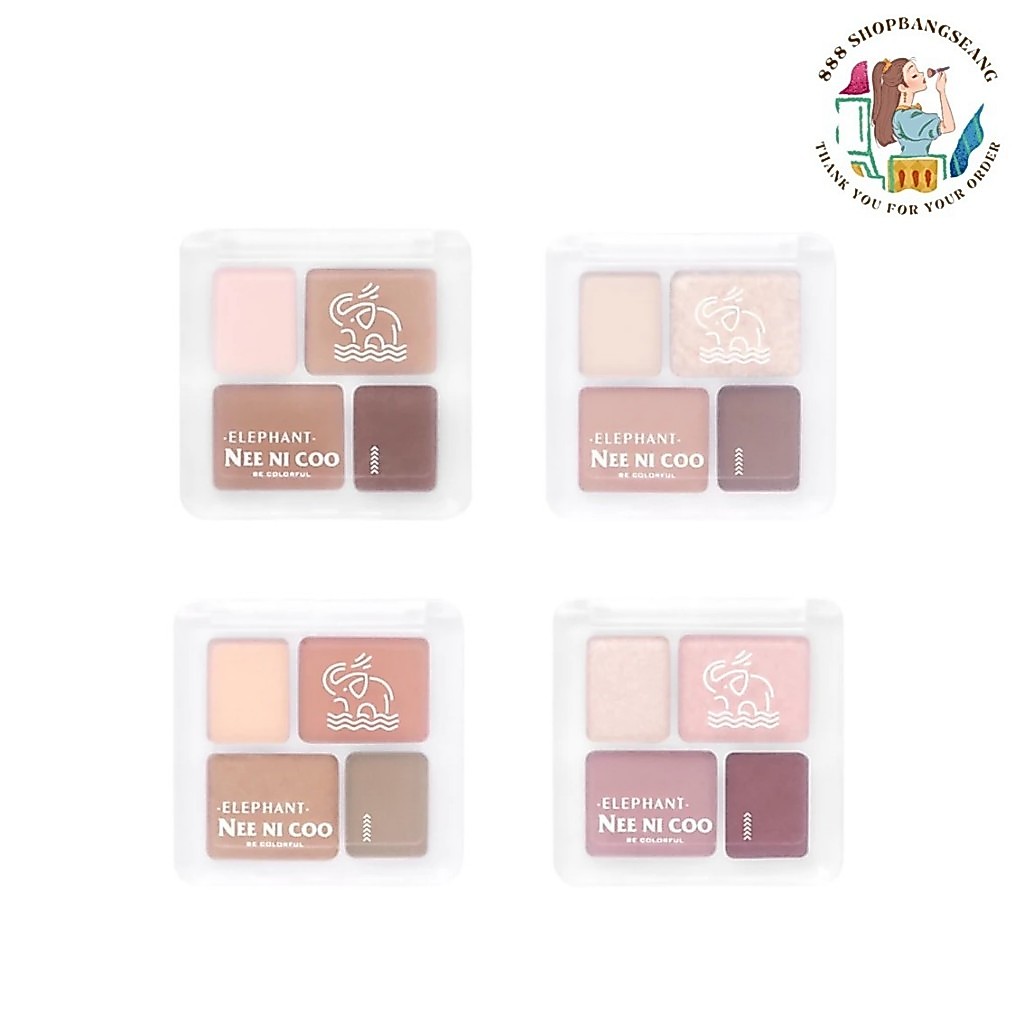 อายแชโดว์ทาตา นีนิโค บี คัลเลอร์ฟลู เอลิเฟนท์ 4 คัลเลอร์Nee Ni Coo Elephant 4 Color Eyeshadow NC023