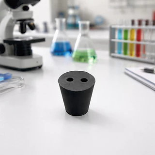 จุกยางสำหรับปิดหลอดทดลอง test tube เบอร์ 12 เจาะ 2 รู