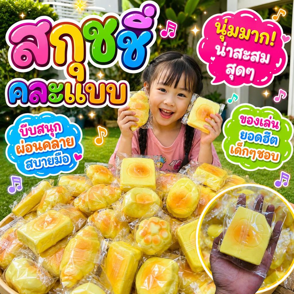 ได้ 12 ชิ้น 1 โหล-สกุชชี่คละแบบ เนื้อนุ่ม บีบเพลิน ฟีลดีทุกครั้งที่หยิบ! นุ่มจนใจละลาย! สกุชชี่คละแบบ