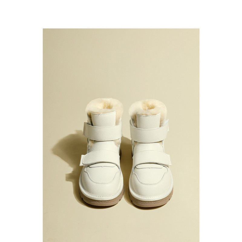 [GU YUN] Snow Boots เวอร์ชั่นเกาหลีซับขนแกะหนาSoled Warm Velcro ท่อสั้นขนสัตว์รองเท้าผ้าฝ้ายแบบบูรณา