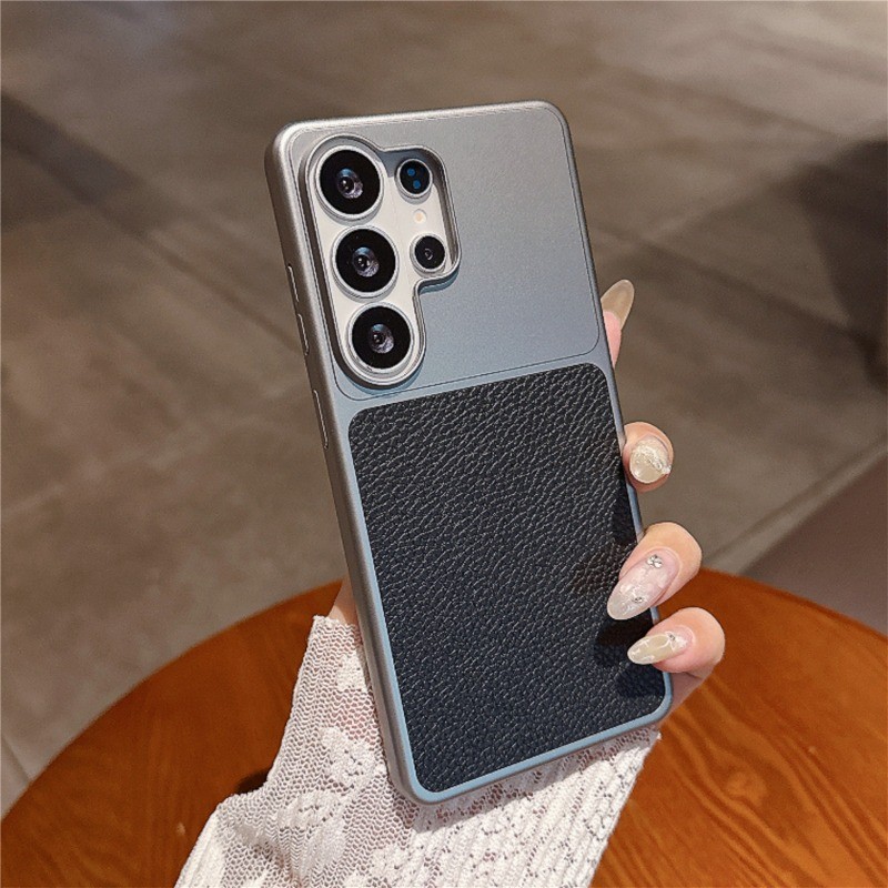 หรูหราลิ้นจี่ Stria Matte สําหรับ Samsung S26 S25 S24 S23 Ultra S26 S23 S24 S25Plus FE ปลอกเลนส์ปกป้องกันกระแทกปกแข็ง