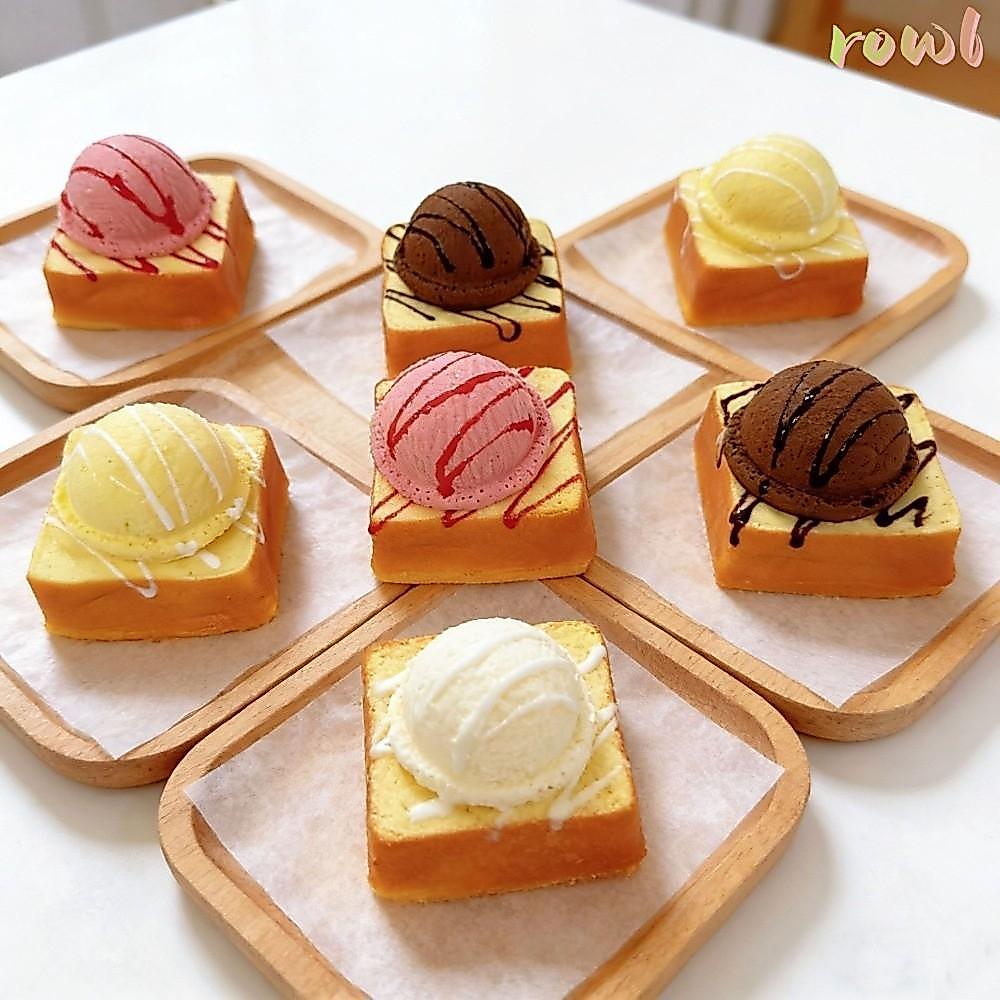 ของเล่นบีบ ROWL, บีบต่อต้านความเครียดช้าแบบนุ่ม, ไอศกรีมขนมปังแบบพกพาจําลองของเล่นที่เพิ่มขึ้นช้า