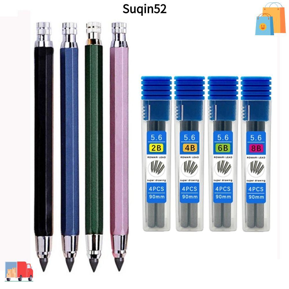 SUQIN52 ดินสออัตโนมัติ, 5.6 มม.โลหะดินสอ, Creative 2B/4B/6B/8B ดินสอ Refill Sketch การออกแบบการ์ตูนว