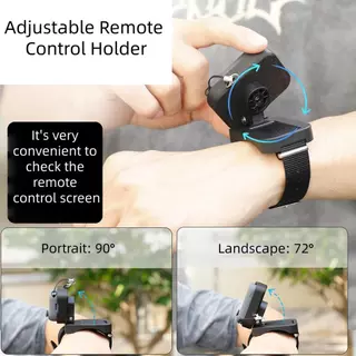 ที่วางรีโมทคอนโทรลสําหรับ DJI Osmo Pocket 4 Pro / Mobile 8P, กรอบแม่เหล็กTap Mount, Landscape/Portrait Orientation, สายรัดข้อมือแบบปรับได้