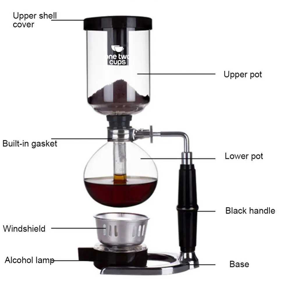 CPTBLISTR เครื่องชงกาแฟ Syphon Manual Brew หม้อสูญญากาศ 5 ถ้วย 500ml - JF99