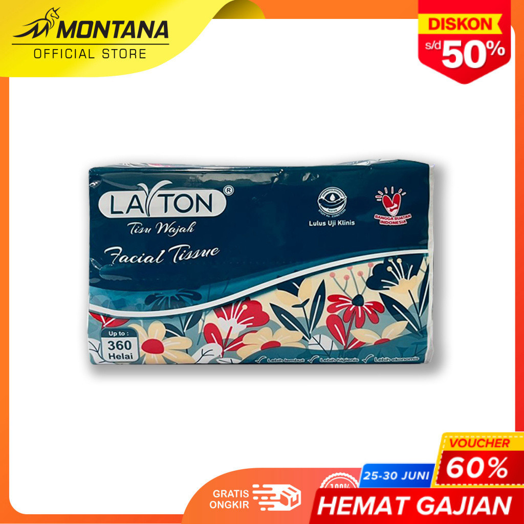 MONTANA New Tissue Layton Facial soft Up To 360 Strands Layton Facial Tissue 100% Pulp Virgin