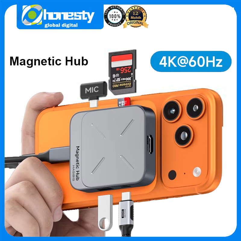 Hagibis Magnetic USB C Hub Card Reader USB-C to SD Micro SD TF การ์ดหน่วยความจํา 4K HDMI Type-C Mult