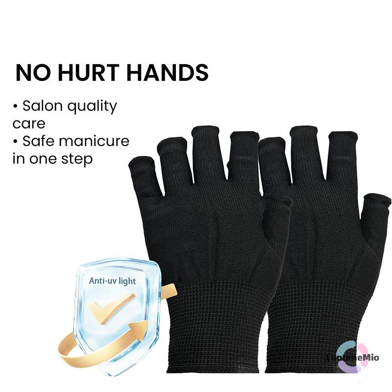 LontimeMio] 1 คู่ Anti UV สีดําบางเล็บถุงมือ Anti สีดํา UV Gel Shield ถุงมือ Fingerless เล็บเครื่องมือเล็บโคมไฟ LED เครื่องเป่าเล็บใหม่
