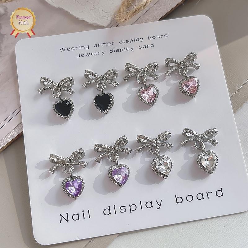 Flth 1 ชิ้นหรูหรา Kawaii โบว์เล็บ Charms 3D ญี่ปุ่น Bow Tie เครื่องประดับเล็บ Rhinestone ตกแต่ง DIY Love จี้อุปกรณ์เสริม Vary