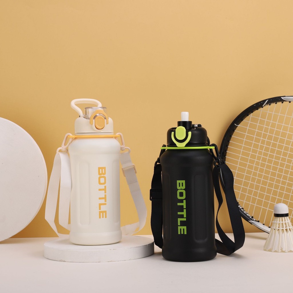 กระเป๋าสะพายข้าง นักเรียนแบบพกพาถ้วยน้ํา 304 สแตนเลสกระติกน้ําร้อนถ้วยกีฬากลางแจ้งขวดน้ําปีนเขา#BWB0