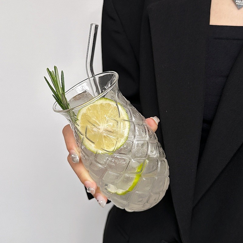 Creative Influencer Ice American Pineapple Cocktail Glass Creative นูนน้ําผลไม้แก้ว Bartending Bubbl
