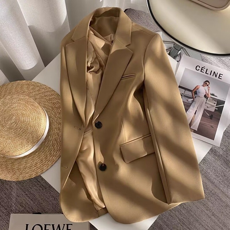 Suit coat for women, orange spring and autumn 2025 new style, foreign trade medium and long, small s