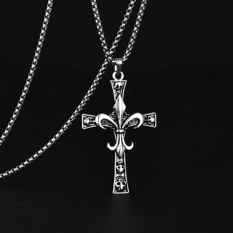 สร้อยคอลวดลายหัวกะโหลก สไตล์ฮิปฮอป ทำจากสแตนเลสและไทเทเนียมสำหรับผู้ชาย