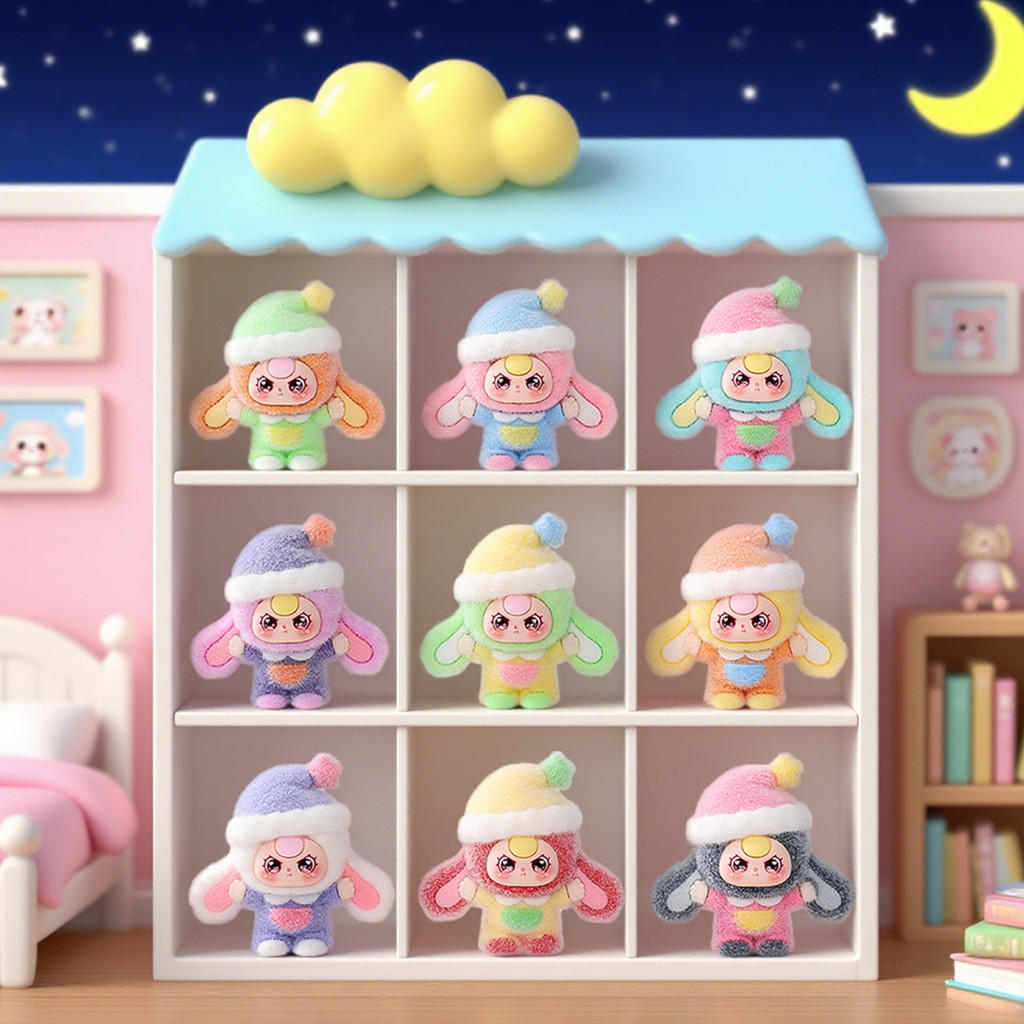 9 ชิ้นกํามะหยี่หูยาว Big Eye Baby พร้อมหมวกดาวเรซิ่น Charms สําหรับ DIY (C-1)