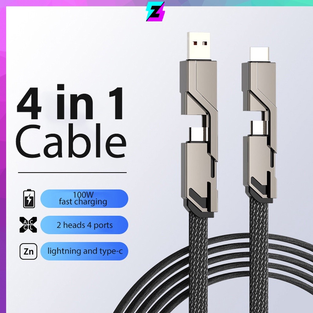 Z Tech 100W 4 in 1 Fast Charging USB Cable Type-C LTG USB 1 เมตร และ 2 เมตร