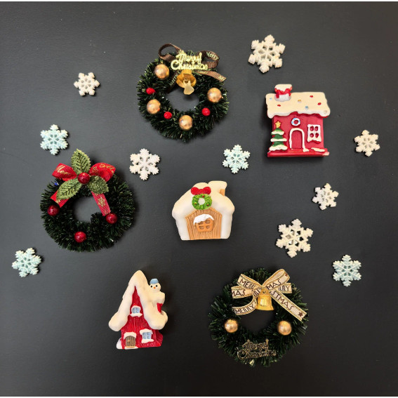 Ins Nordic Christmas ตกแต่งตู้เย็นสติกเกอร์ Miniature รูปที่ 4