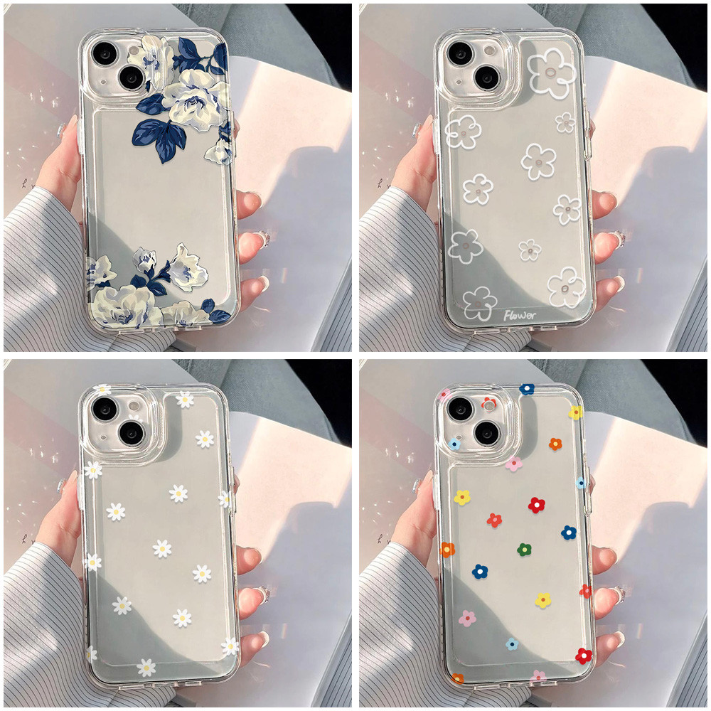 Flower กรณีที่ชัดเจน For iPhone 16 15 11 Pro เคสทรศัพท์ iPhone 12 13 14 Pro Max X XR XS Max X XR XS Max 7 8 15 16 Plus