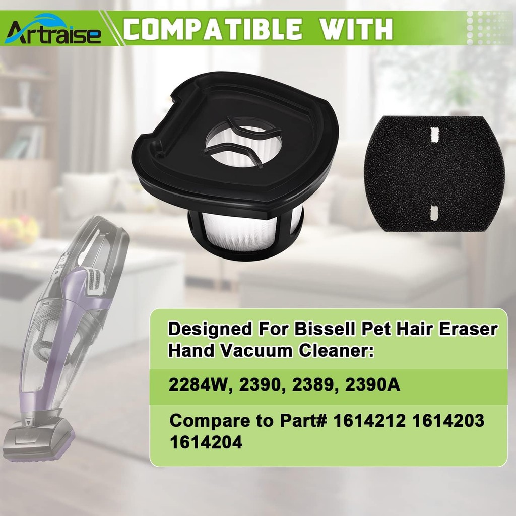 Artraise Filter Replacement สําหรับ Bissell Pet Hair Eraser Filter Hand Vacuum รุ่น 284W 2390 2389 2