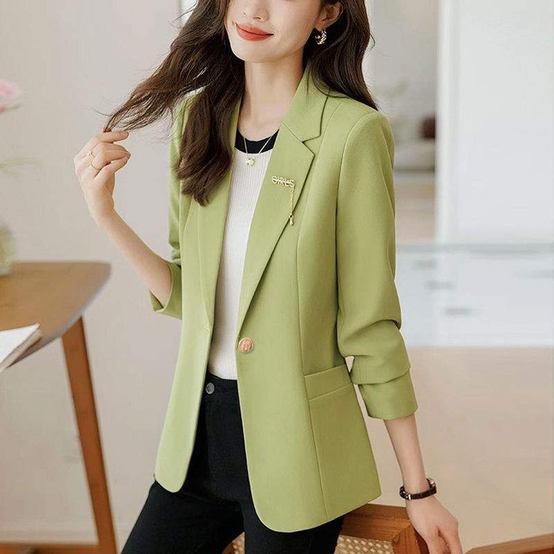 ฤดูใบไม้ผลิเสื้อสูทบางชุดเล็กผู้หญิงเสื้อสูทปุ่มเดียวสลิมฟิต ผอมลง ดูดีงามสูทผู้หญิงเสื้อสูทผู้หญิง - รูปที่ 3