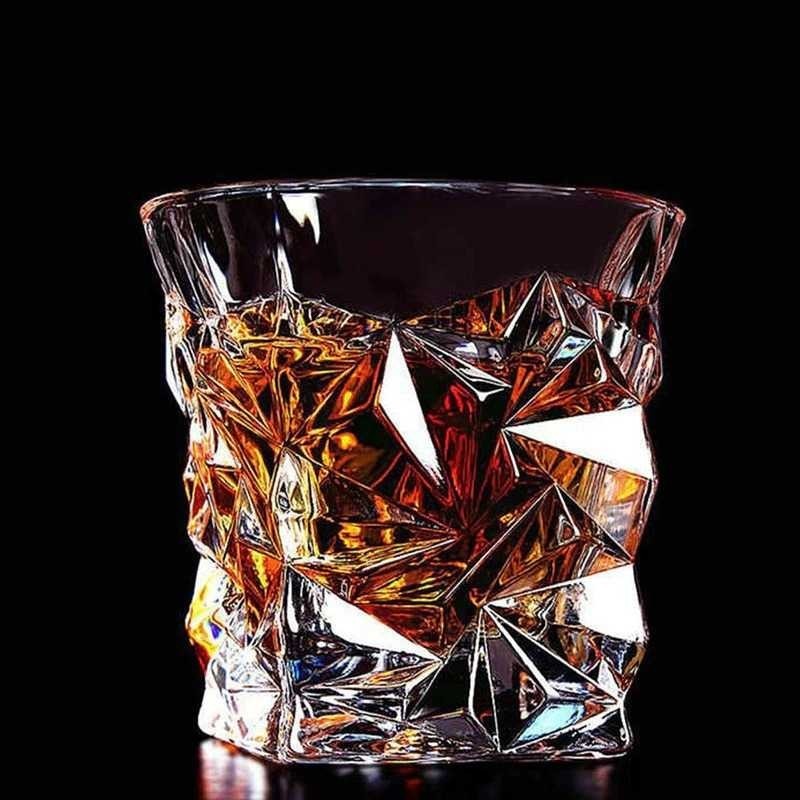 LCMNCLL Whisky Cocktail Crystal Diamond Rock Glass 300ml - YJ103