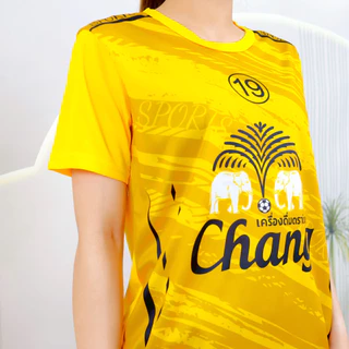 เสื้อบอล Chang เสื้อคอกลม แขนสั้น พิมพ์ลายช้าง ผ้าไมโคร เนื้อผ้านิ่ม ใส่ออกกำลังกายได้ ดีไซน์ทรงสปอร์ต t257#