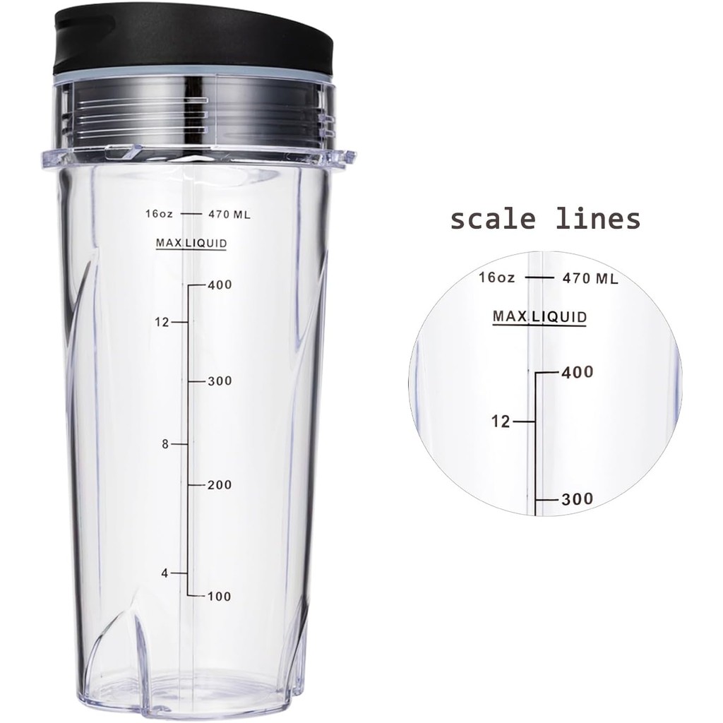 ถ้วยทดแทนสําหรับ Ninja QB3001SS Fit Compact Personal Blender พร้อมฝาปิด- 2 แพ็ค จูเนียร์65