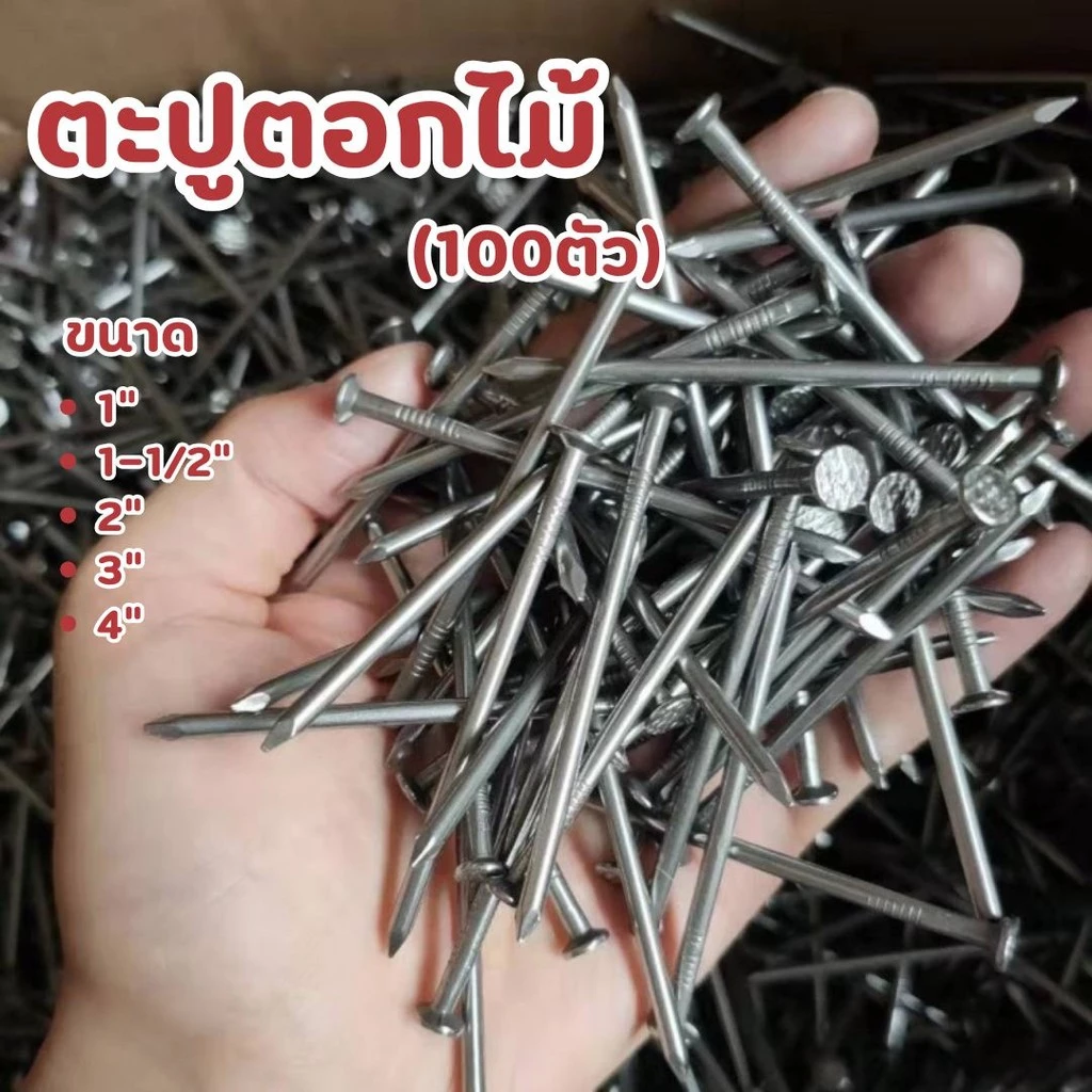 ตะปูตอกไม้ อย่างดี (100ตัว/แพ็ค) มีหลายขนาด