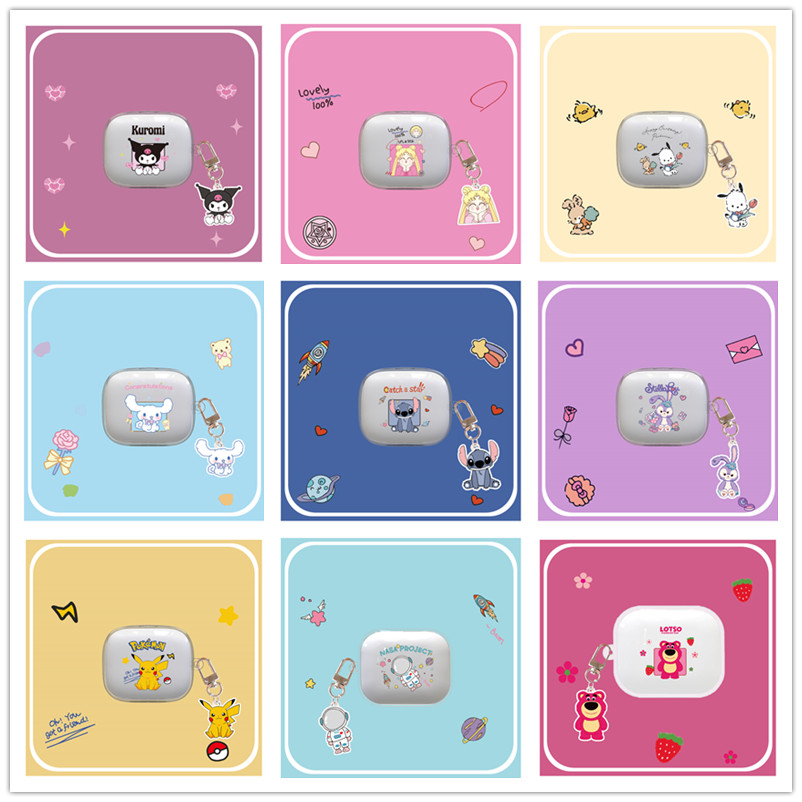 สําหรับ Soundcore R50i NC / R50i / P30i / K20i P20i P25i น่ารักการ์ตูน soft TPU ใสฝาครอบป้องกันพร้อมเครื่องประดับตะขอ