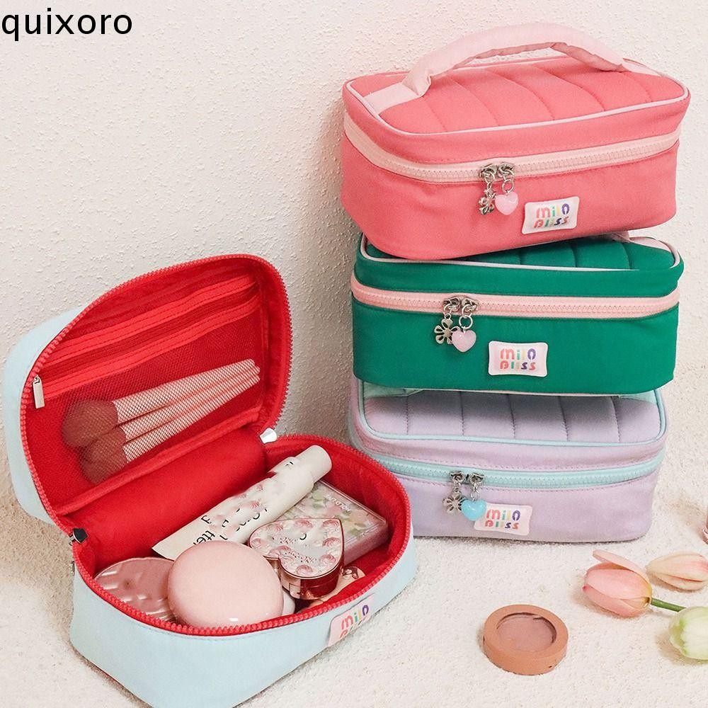 QUIXORO กระเป๋าเครื่องสําอางพกพา ขนาดเล็ก-ใหญ่ เดินทาง กระเป๋าถือ Girl Series สีตัดกัน จุของมาก