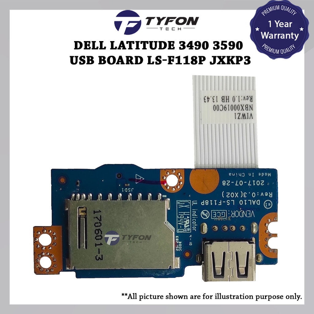 Dell Latitude 3490 3590 P89G การ์ดย่อยบอร์ด USB ขนาดเล็ก LS-F118P JXKP3