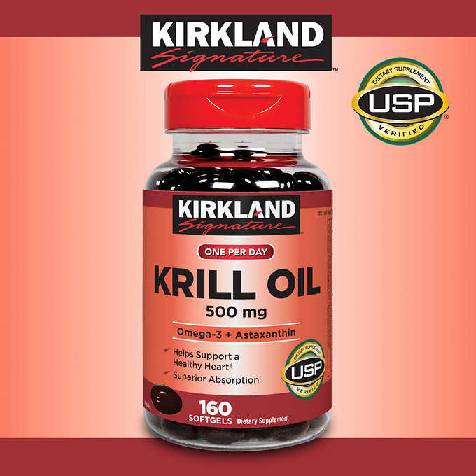 US Direct Mail Kirkland krill oil Kirkland krill oil 500mg Astaxanthin 160 แคปซูล