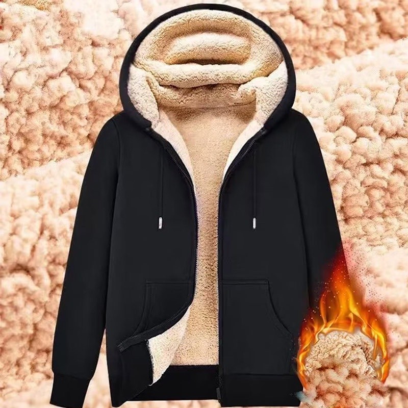 เสื้อคลุมกันหนาวสำหรับผู้ชายจากขนแกะแท้ มีซิปรองรับลมหนาว - รูปที่ 2