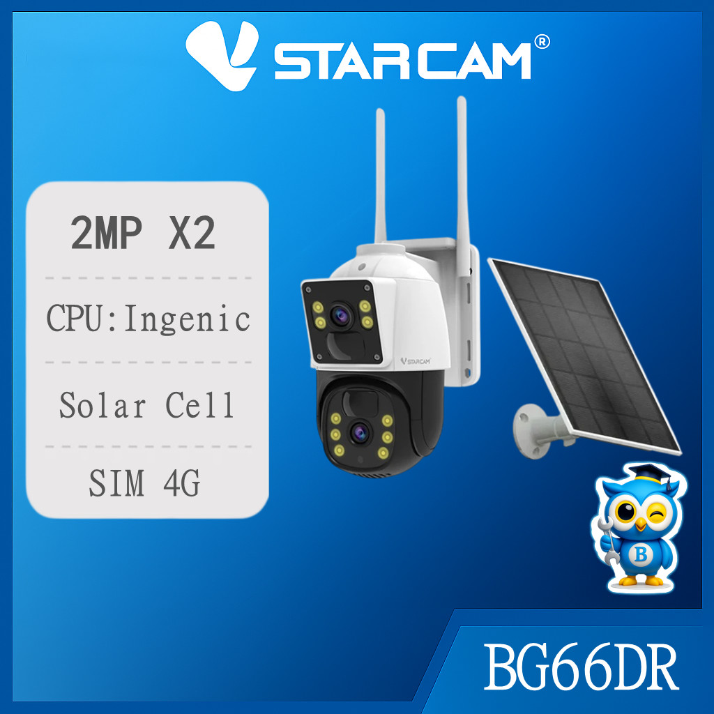 Vstarcam BG66DR  2MP X2 กล้องวงจรปิด Solar Cell ใส่ซิม มีแบตในตัว แท้ศูนย์ไทย(แนะนำซิมAIS)