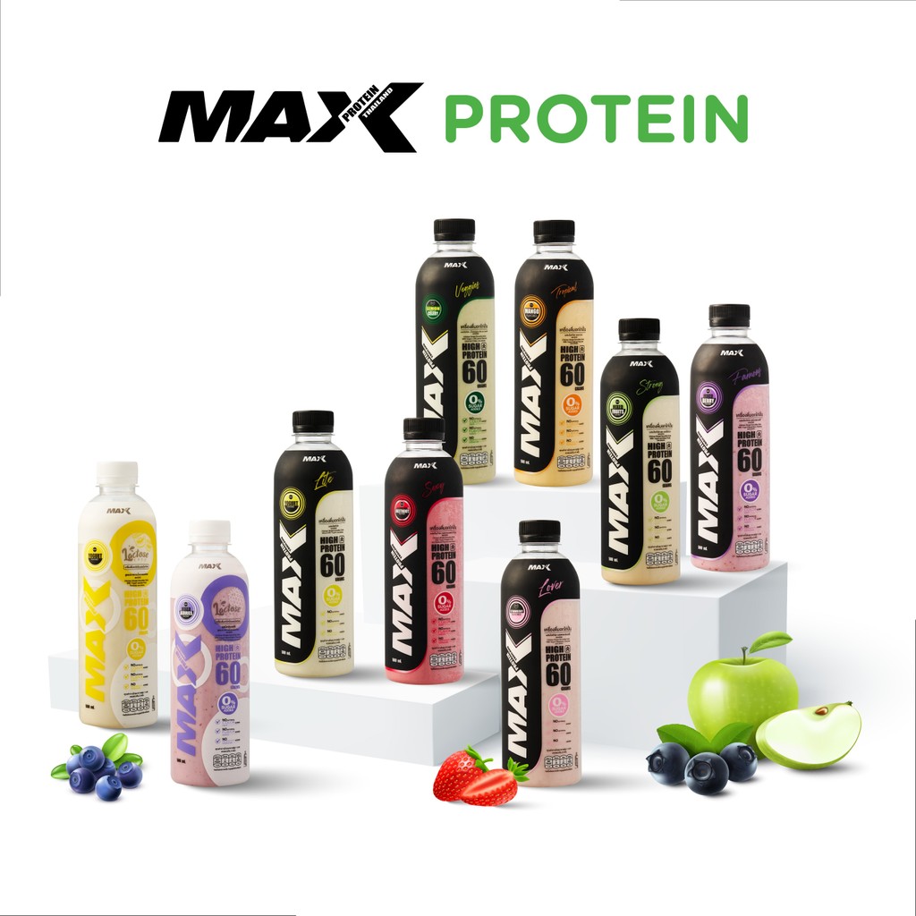 MAX PROTEIN อกไก่ปั่นพร้อมดื่ม  รสชาติจากผลไม้แท้ 100% ขนาด 500 Ml.
