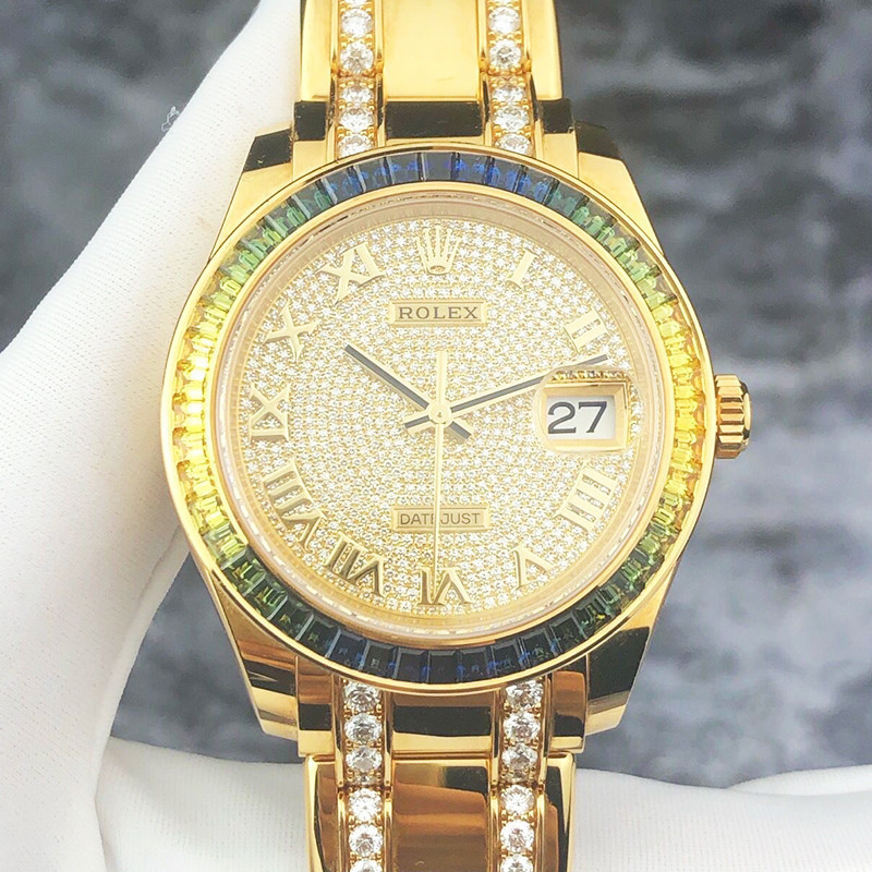 Rolex Rolex PEARLMASTER Series 86348 อัตโนมัตินาฬิกาผู้หญิง 18K Gold Diamond ชายราศีพิจิกผลิตภัณฑ์ขอ