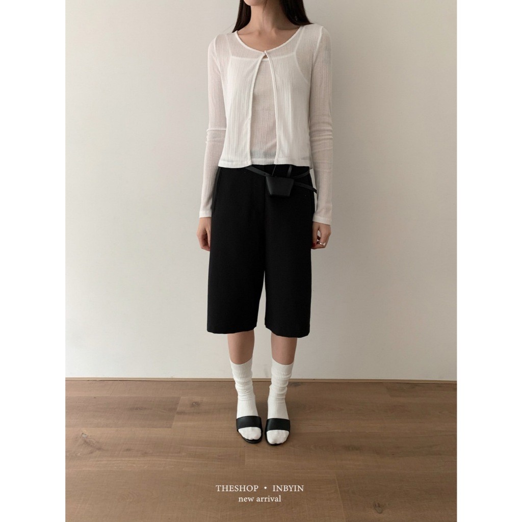 🧡🧵 🇰🇷 I2981 เซ็ท 2 ชิ้น เสื้อสายเดี่ยว +เสื้อคลุมแขนยาว ผ้ามีเทกเจอร์ิ ผ้านิ่ม แฟชั่นเกาหลี TAG WG.WE 🧵🧡 - รูปที่ 5