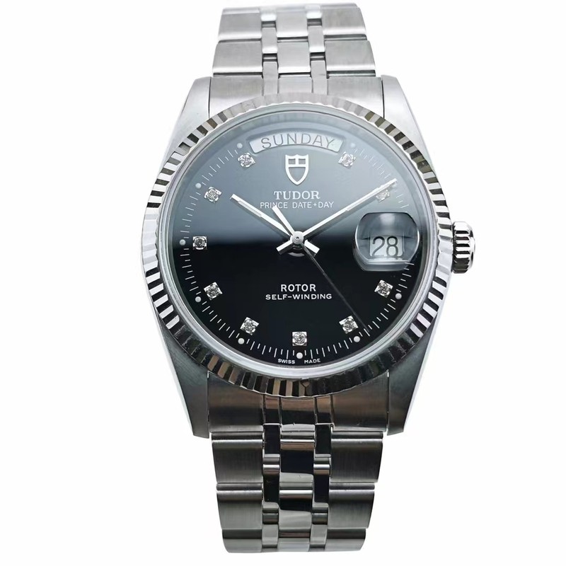 DTdutores นาฬิกาผู้ชาย Prince และ Princess Series หน้าปัดสีดํานาฬิกากลไกอัตโนมัติผู้ชาย 76214-0016