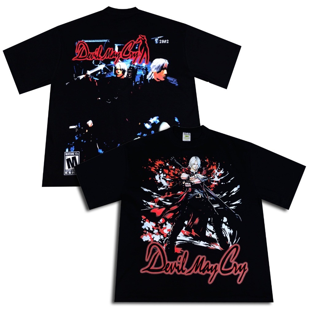 (TOP) VONSEY Devil May Cry Game เสื้อยืด Oversize สีดํา