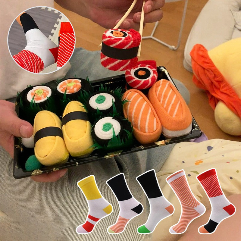 5คู่/1คู่ตลกซูชิถุงเท้าเป็นมิตรกับผิวแถบยาวถุงเท้าชุดของขวัญฮาโลวีน