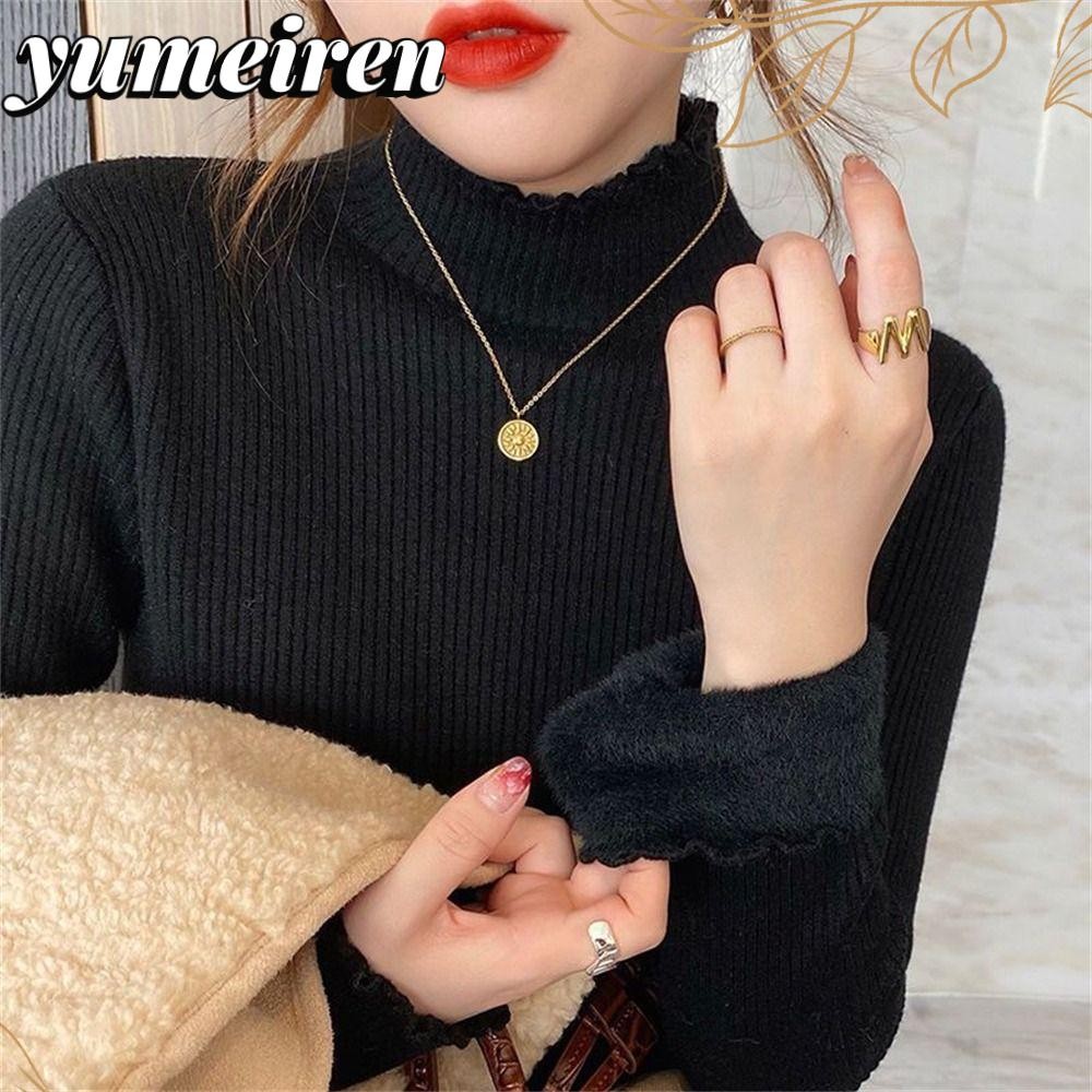 YUMEIREN Mock Jacket คอสูง ลายริบบิ้น วัสดุยืดหยุ่น สไตล์แฟชั่น เหมาะสำหรับฤดูหนาว